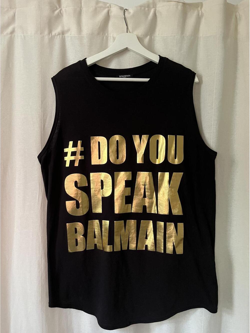 BALMAIN PARIS BLACK AND GOLD #DO YOU SPEAK BALMAIN TANK TOP